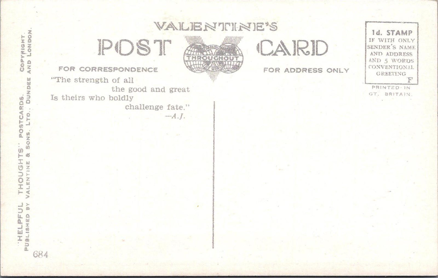 Literature Postcard -Poem "God's Pledge" by The Scottish Poet Allan Junior XT912