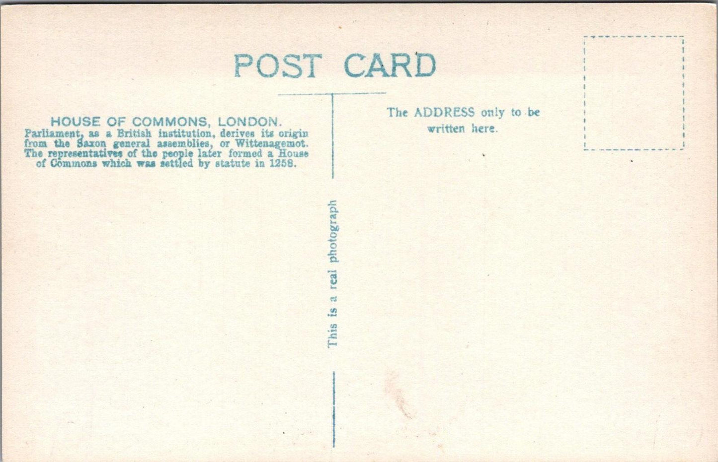Politics Postcard - The House of Commons, London XT880