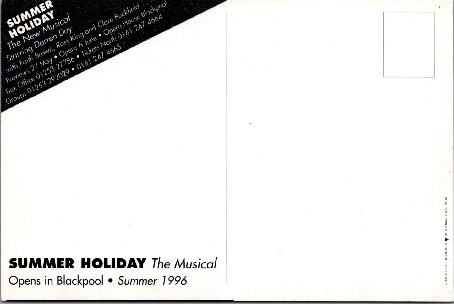 Theatre Postcard - Summer Holiday The Musical, Summer 1996 - XT1583