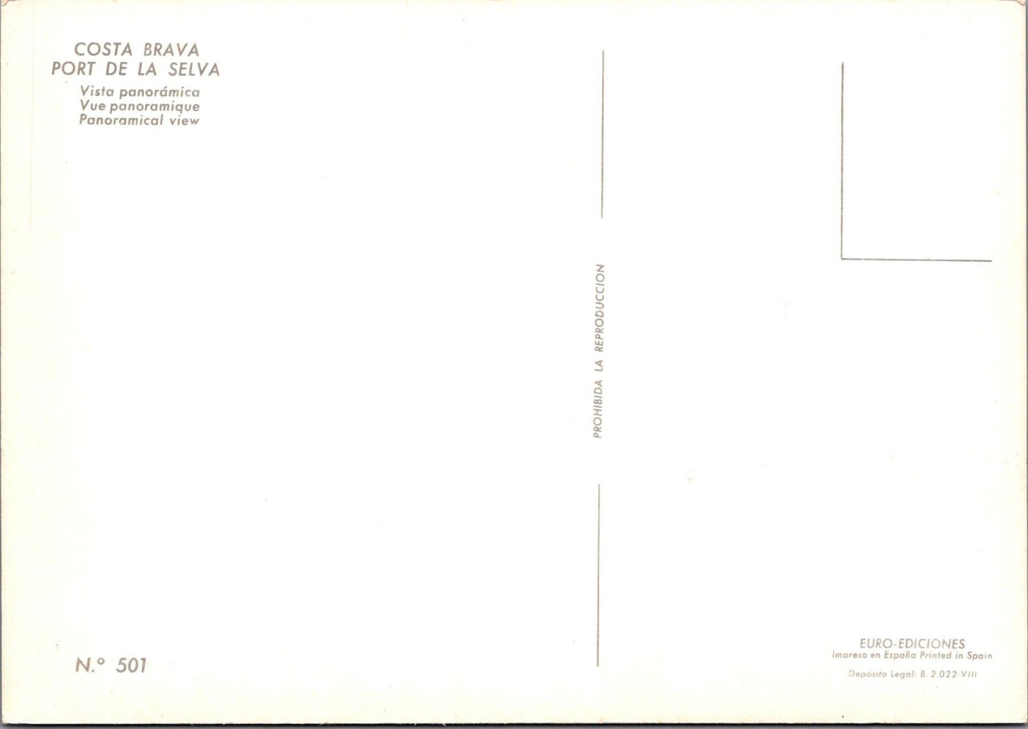Spain Postcard: Costa Brava, Port De La Selva, Panoramical View, c.1960's XT1619