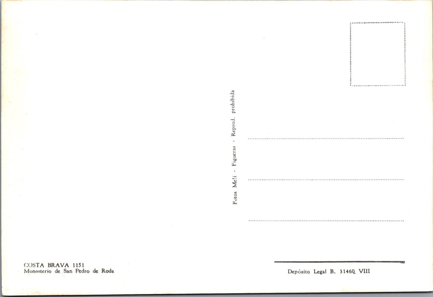 Spain Postcard: Costa Brava 1151 Monasterio de San Pedro de Roda,c.1960's XT1626