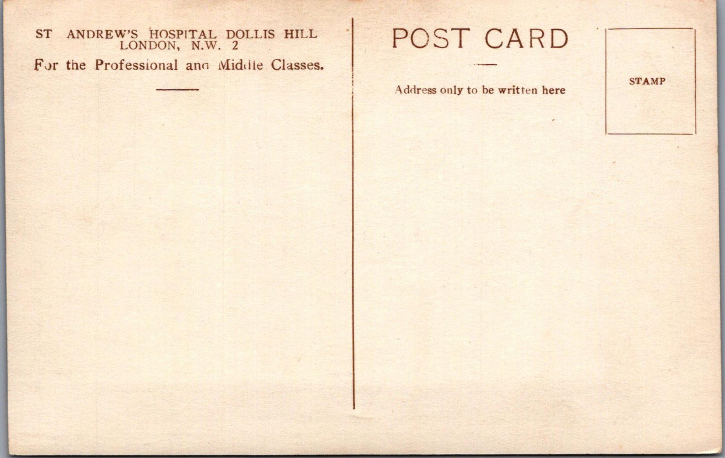 London Postcard:St. Andrew's Hospital, Dollis Hill - Entrance Hall. 1930s XT1743
