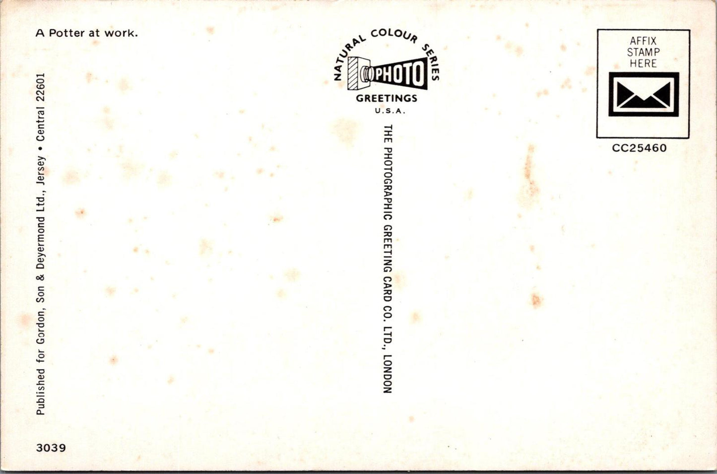 Occupations Postcard - Jersey Potter, A Potter at Work RR23330