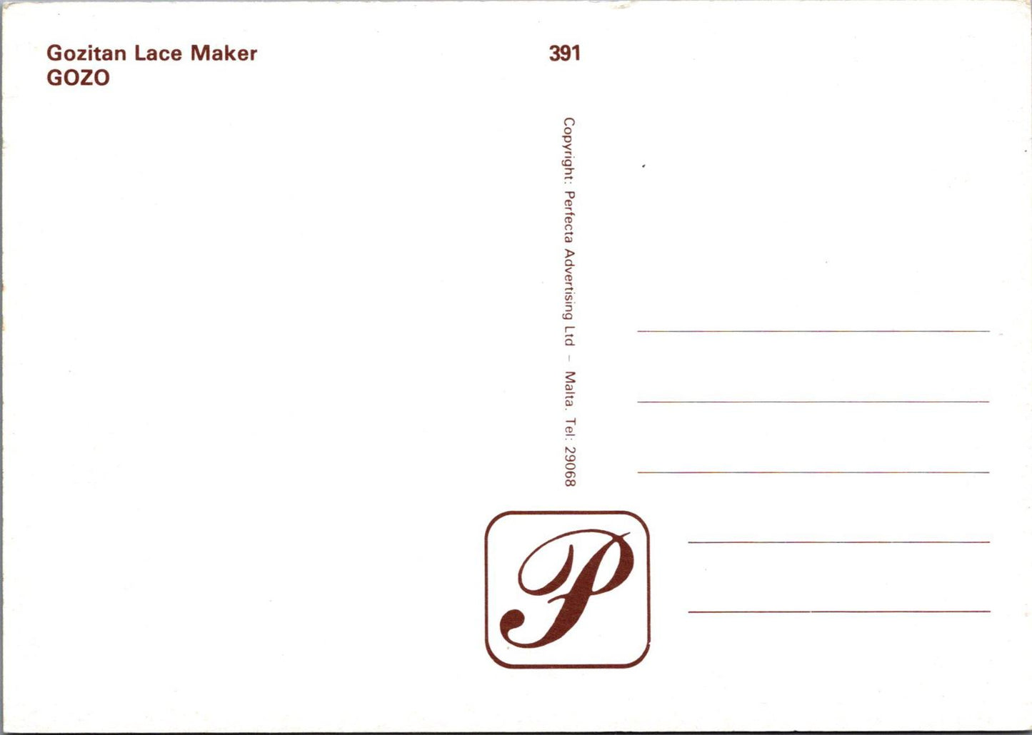 Malta Postcard - Gozitan Lace Maker, Gozo RR23349