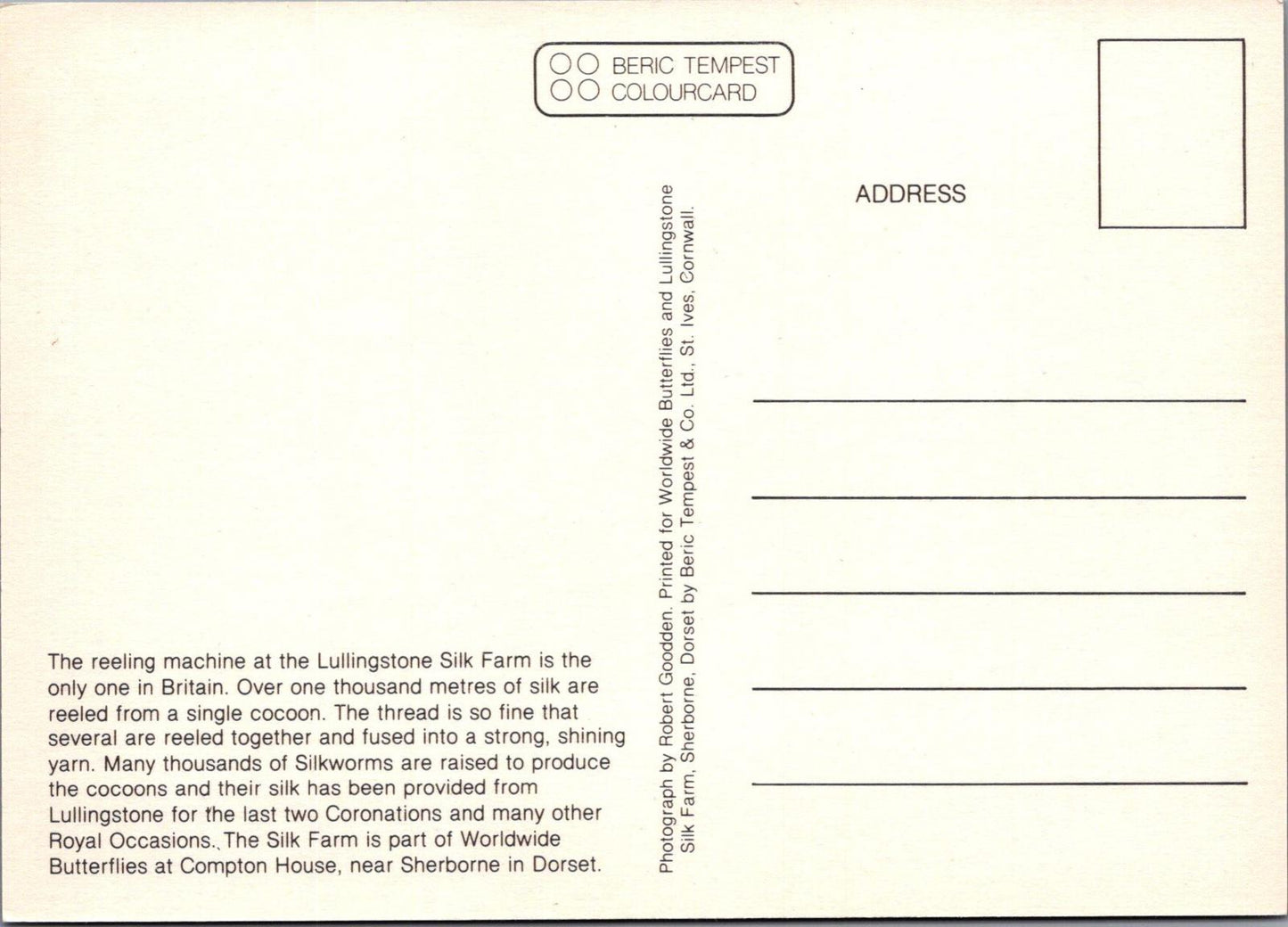 Kent Postcard - The Reeling Machine, Lullingstone Silk Farm RR23397