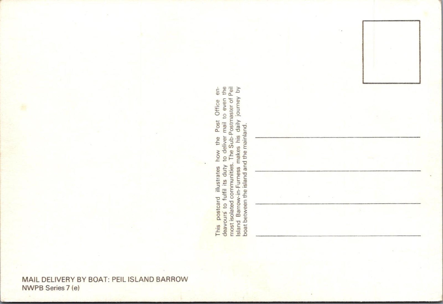 Cumbria Postcard - Mail Delivery By Boat, Peil Island Barrow RR23407