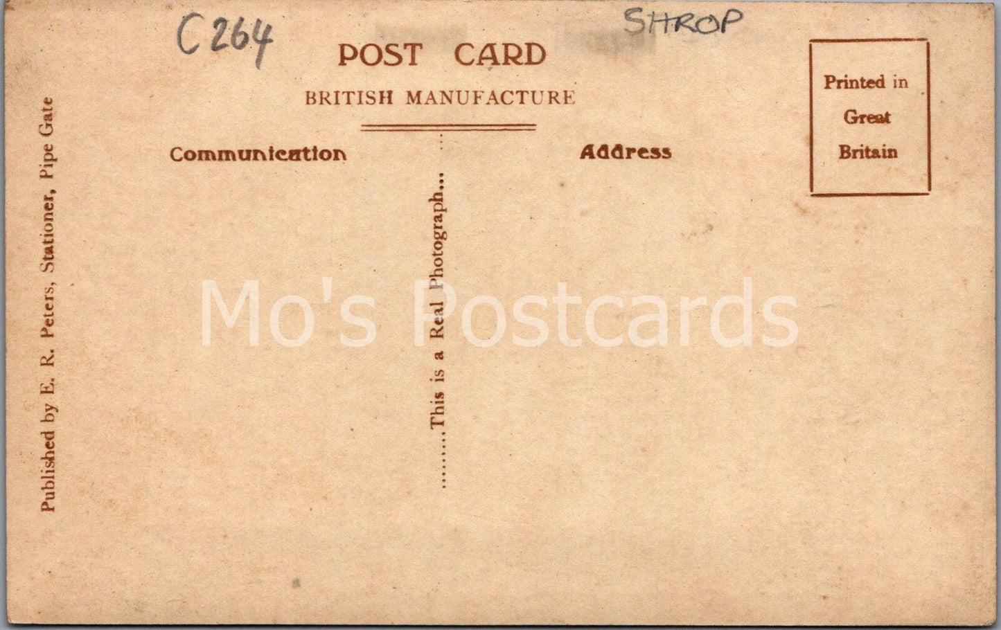 Knighton Village Pipe Gate Shropshire Postcard Vintage Salop RPPC View C264