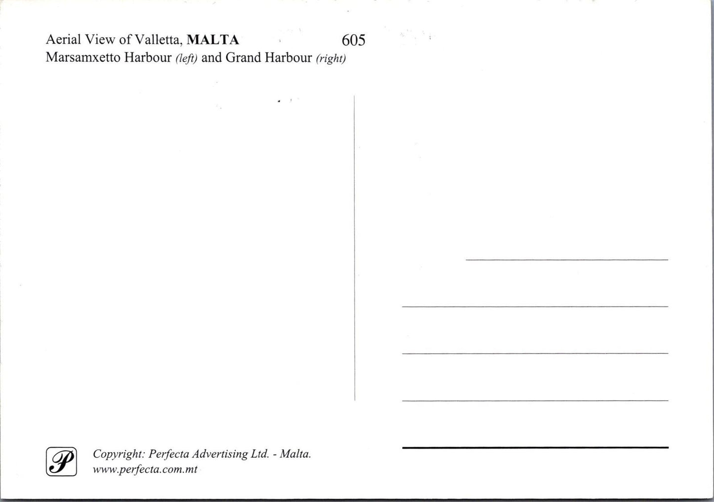 Malta Postcard: Valletta Aerial View Marsamxetto Grand Harbour XT3257