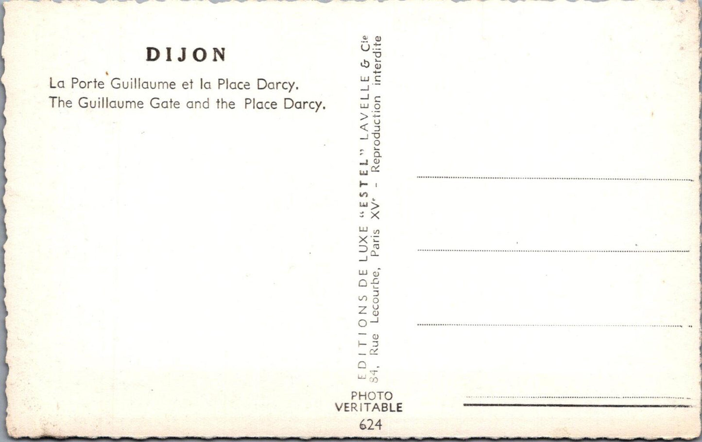 France Postcard: Dijon Porte Guillaume Triumphal Arch Place Darcy 1950s XT3097