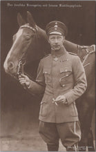 Load image into Gallery viewer, Royalty Postcard - Crown Prince Wilhelm in Uniform With His Favorite Horse XT466