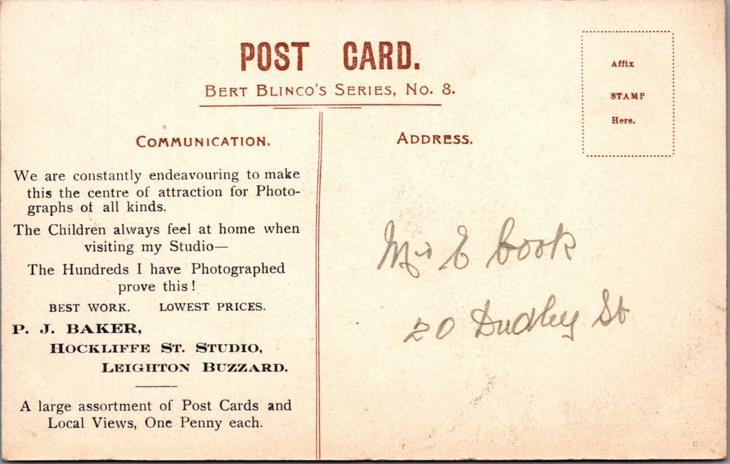 Advert Postcard - Old Granny Smoke-A-Pipe, P.J.Baker, Leighton Buzzard XT488