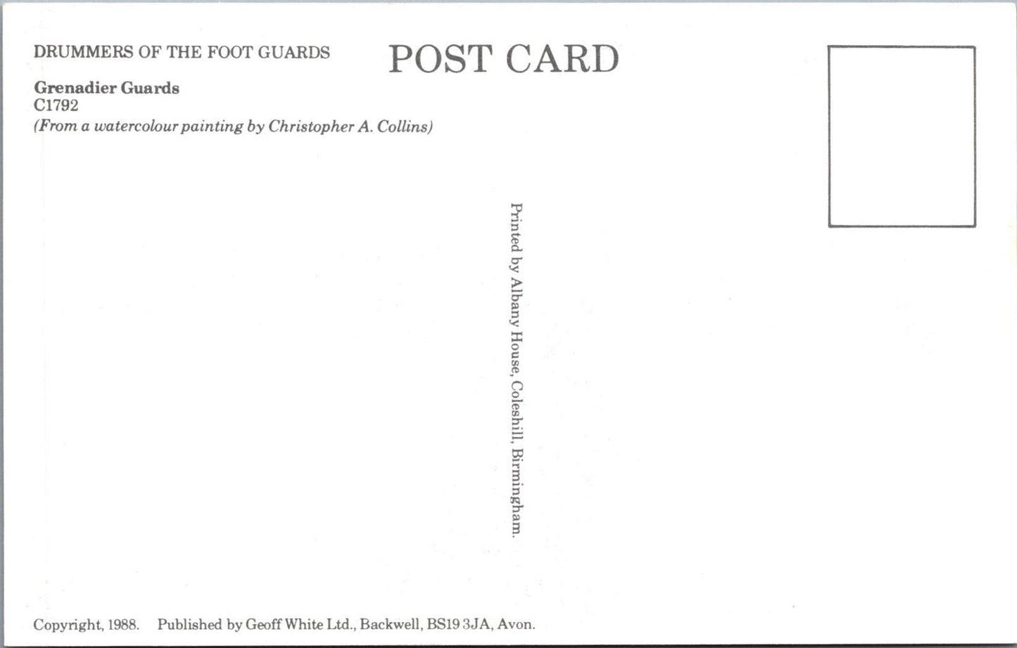 Military Postcard - Drummers of The Foot Guards, Grenadier Guards XT508