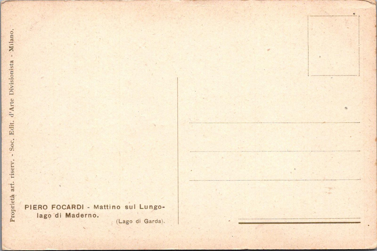 Artist Postcard - Morning on the Lakeside of Maderno, Artist Piero Focardi XT583