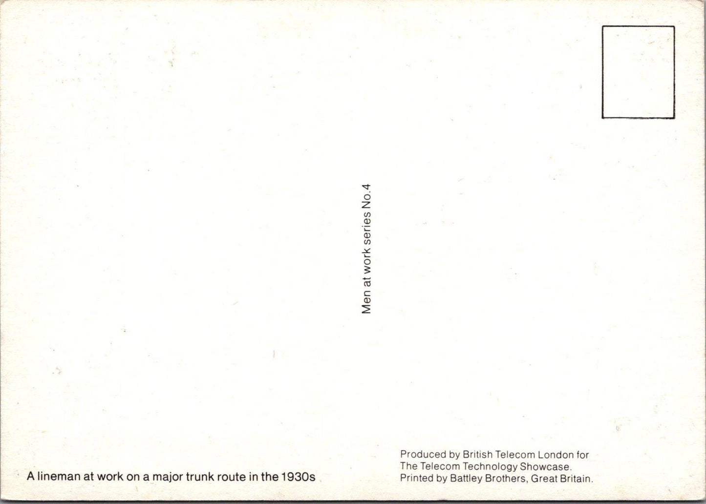 London Postcard: British Telecom Lineman Major Trunk Route 1930s Chrome XT2803