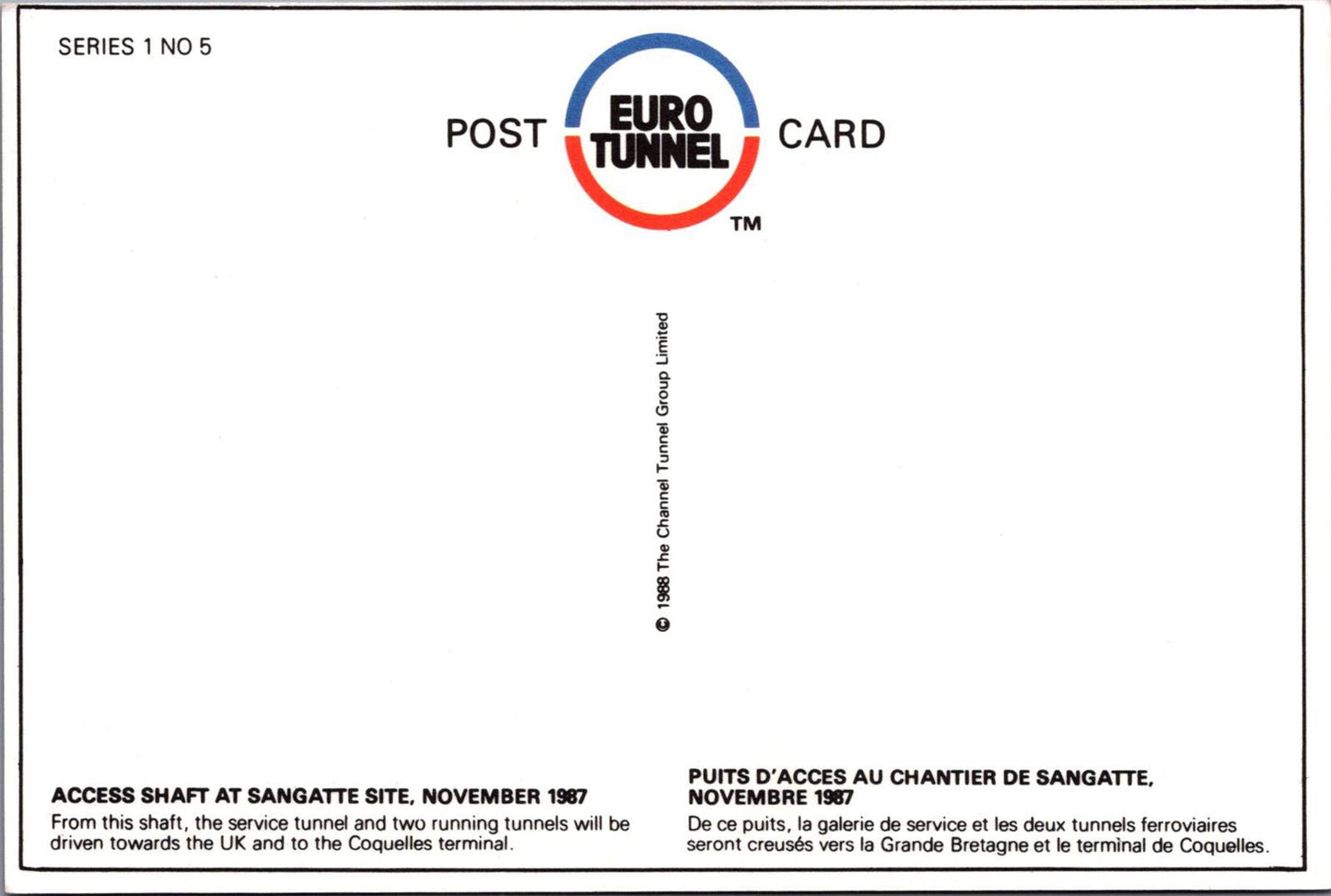 Transport Postcard - The Channel Tunnel, Access Shaft at Sangatte Site XT1190