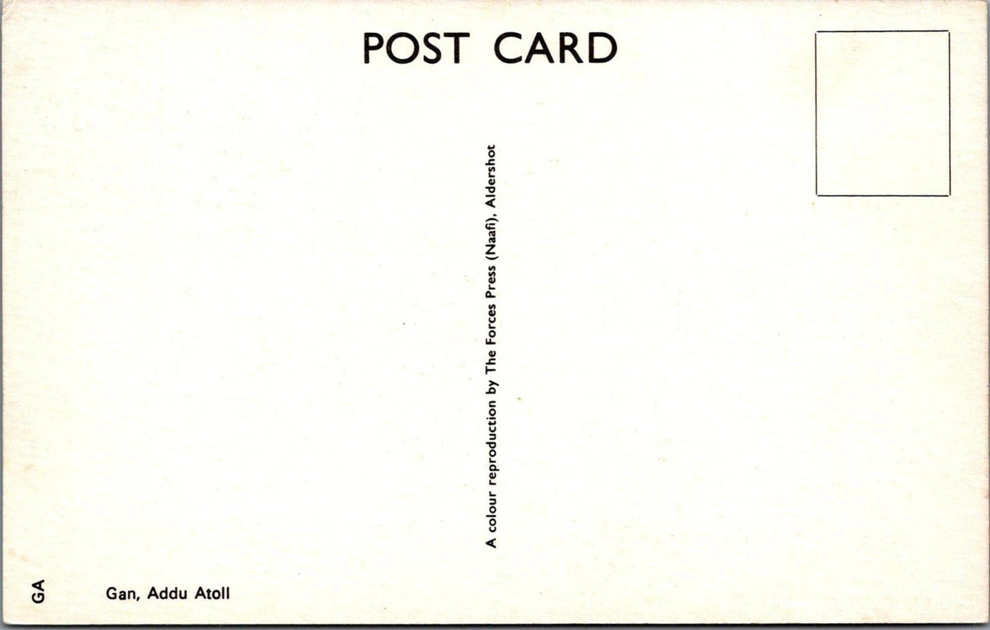 Maldives Postcard: Gan Addu Atoll Forces Press Naafi Aldershot 1960s XT2865