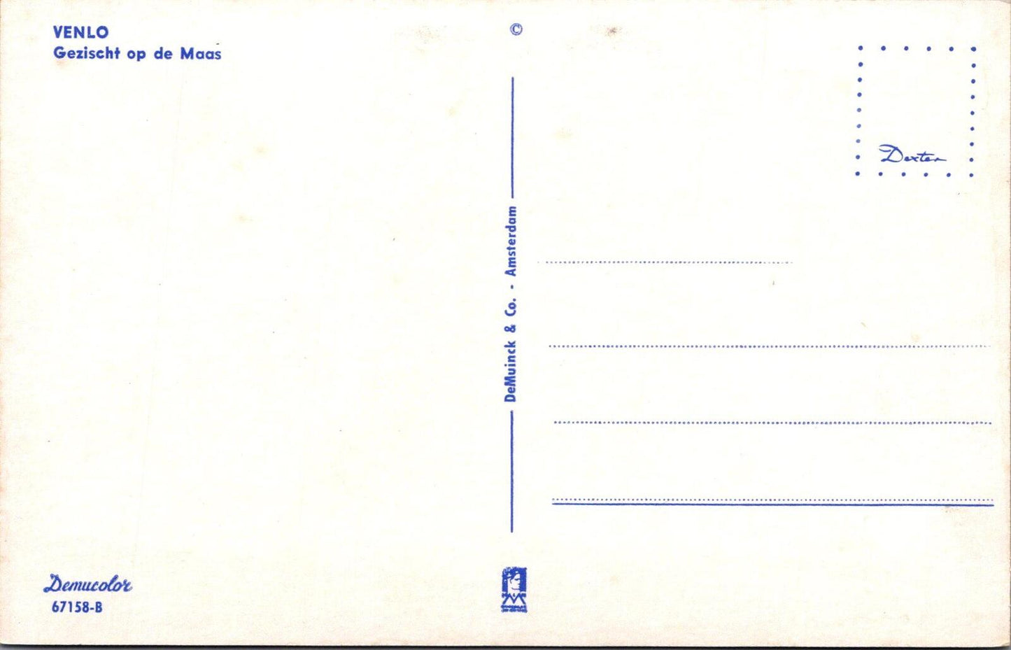 Netherlands Postcard: Venlo Gezicht Op De Maas DeMuinck Co 1960s Chrome XT2868
