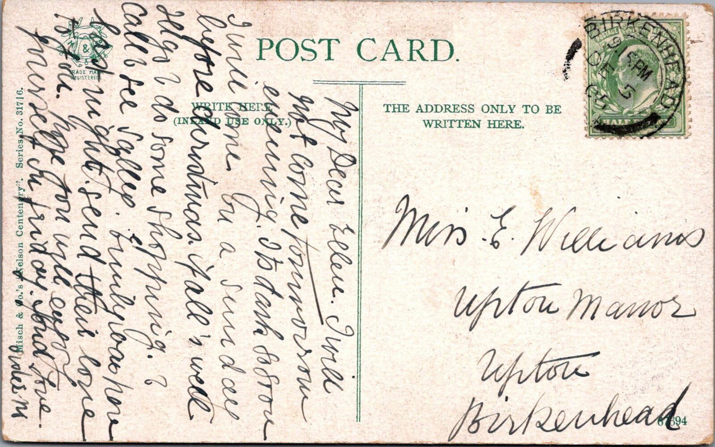 Naval Postcard: HMS Victory The Main Deck Nelson Ship Interior 1905 - XT2880