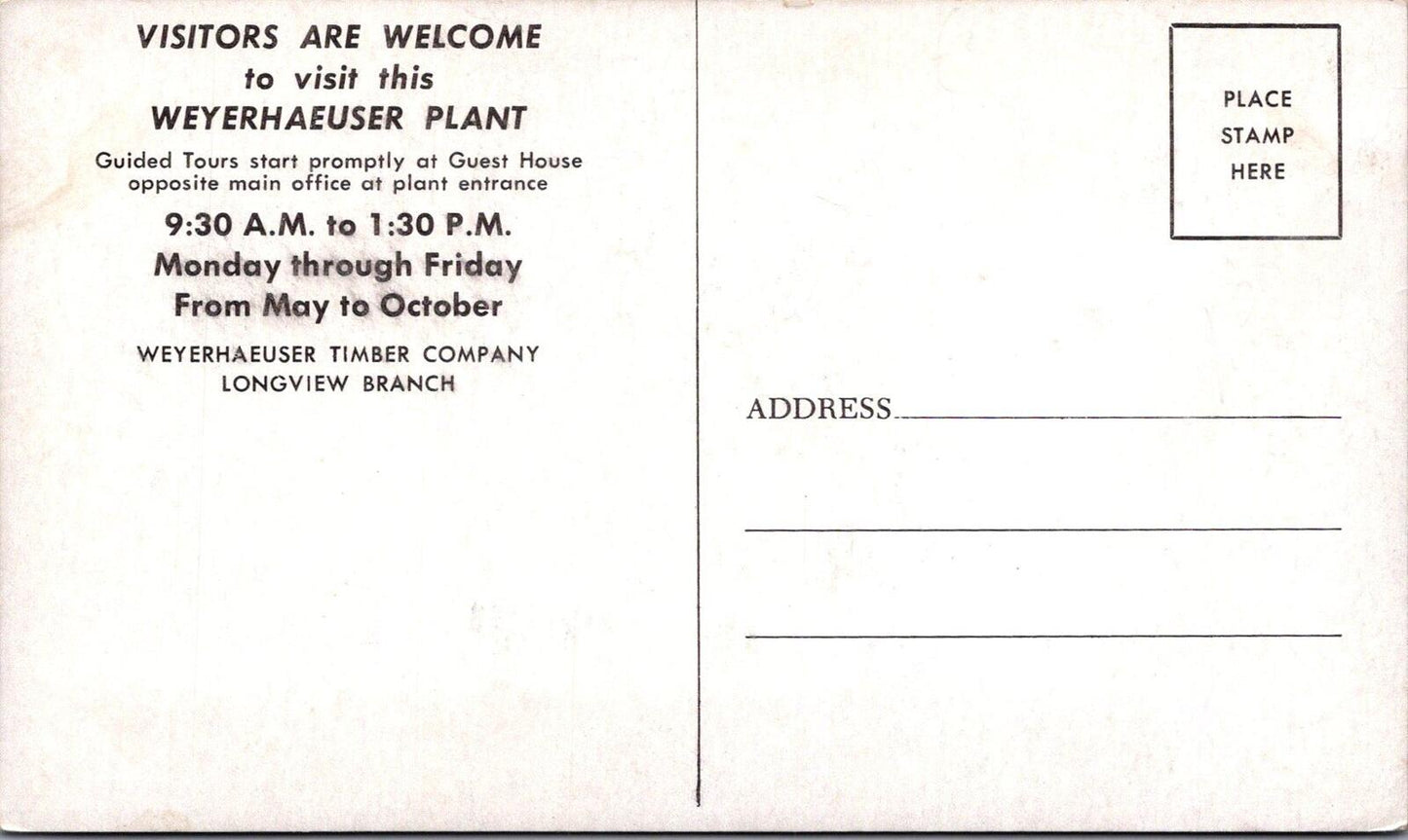 Washington Postcard: Longview Weyerhaeuser Forest Products Plant Aerial XT2900