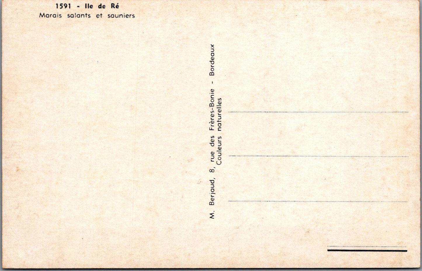France Postcard: Ile de Ré - Marais Salants et Sauniers, Salt Marshes XT1956