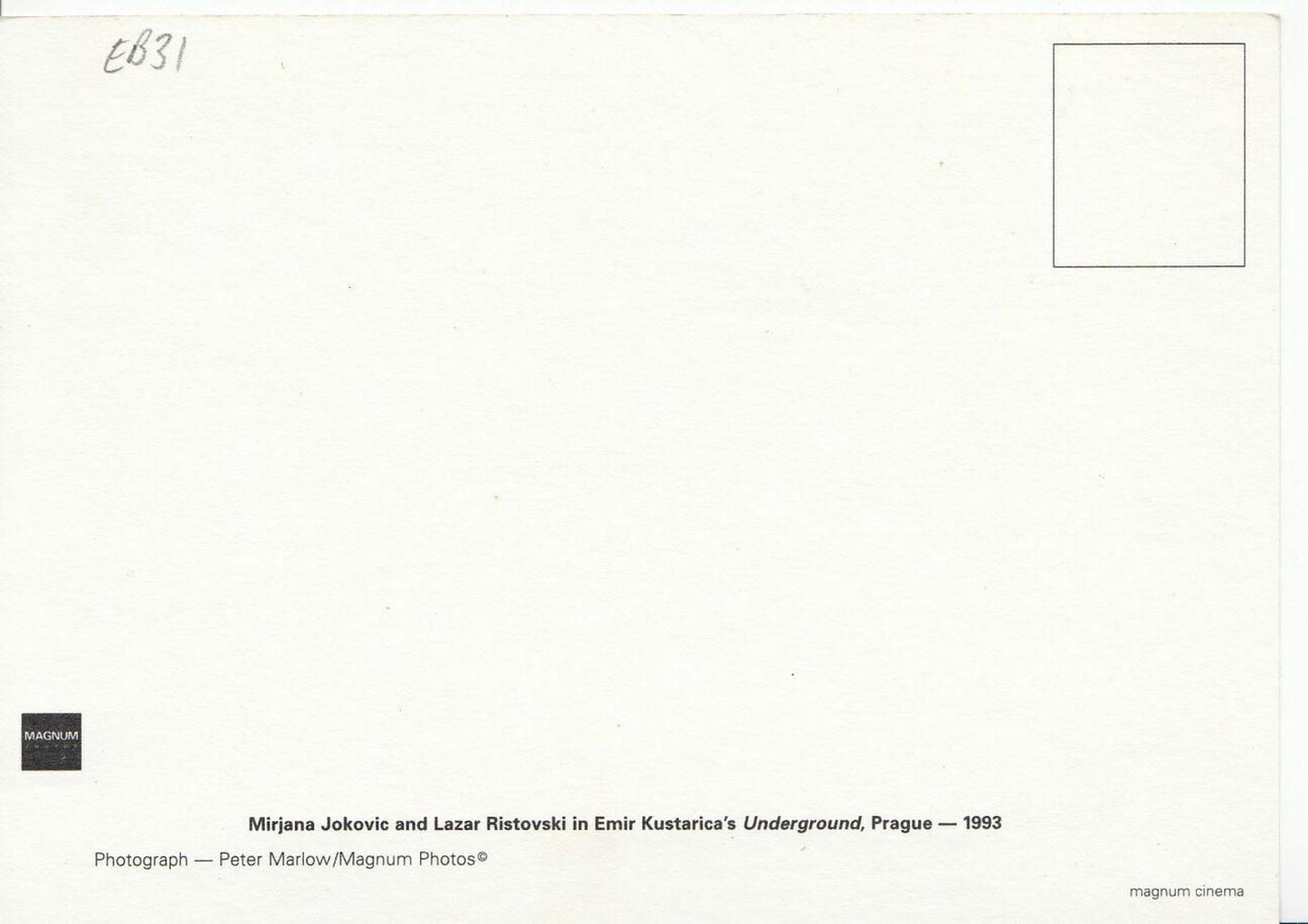 Cinema Postcard - Mirjana Jokovic & Lazar istovski in Emir Kustarica's.. EB31