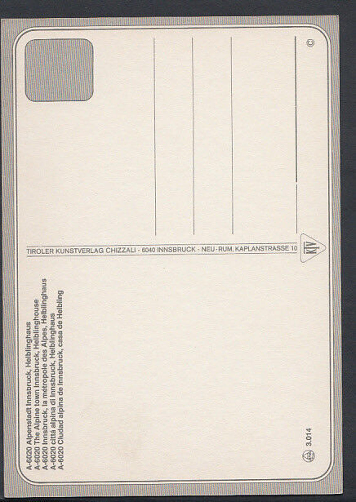 Austria Postcard - The Alpine Town Innsbruck, Helblinghouse RR2243