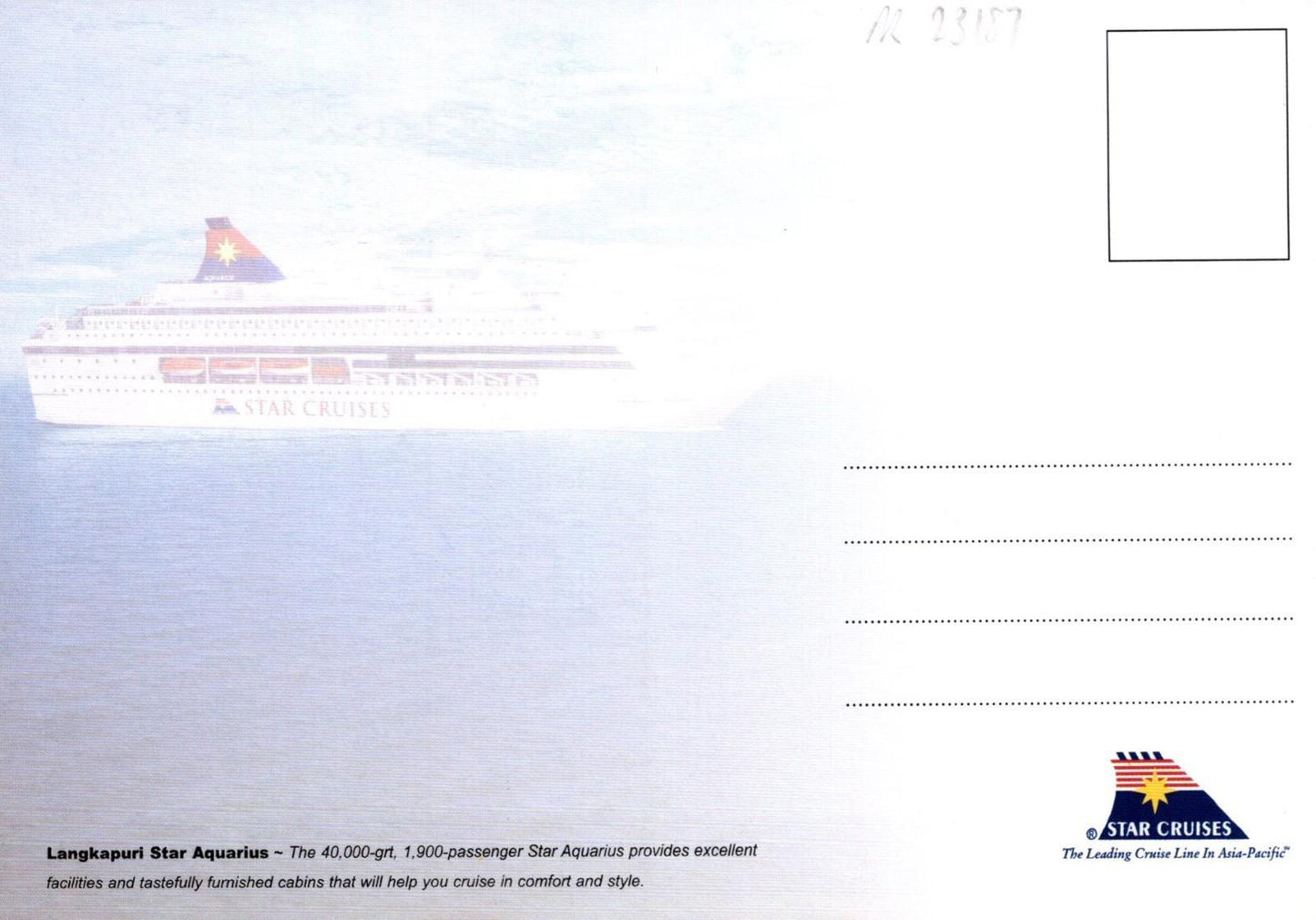 Japan Postcard Star Cruises Langkapuri Star Aquarius Cruise Ship, Liner RR23187