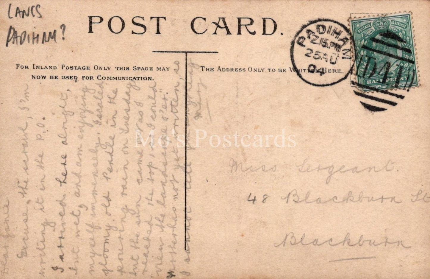 Lancashire Postcard - Padiham Market Town XT76