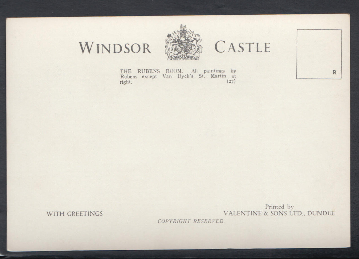Berkshire Postcard - Windsor Castle, The Rubens Room RR5808