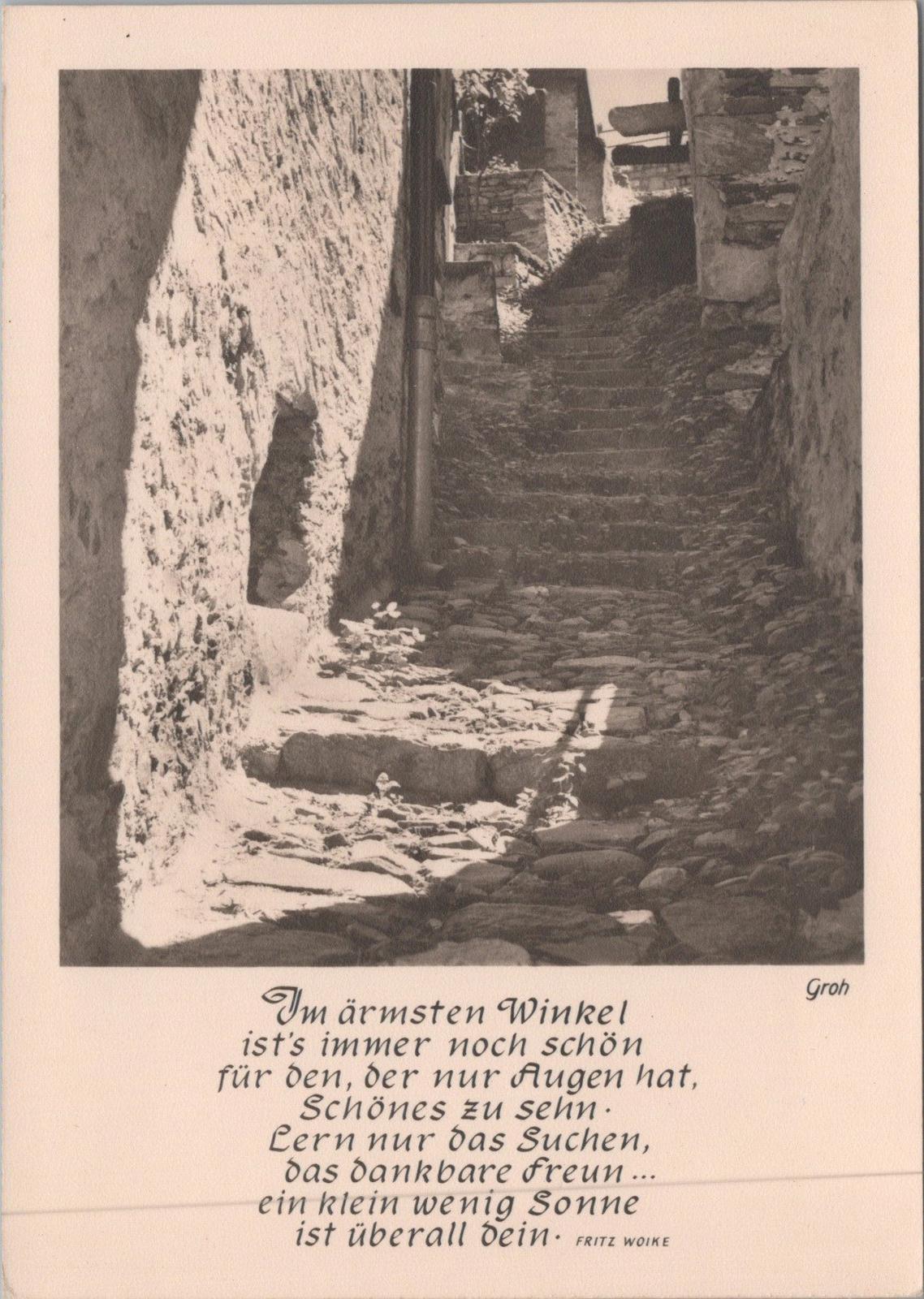 Poetry Postcard - German Poet Fritz Woike - Im Armsten Winkel.... RR16449