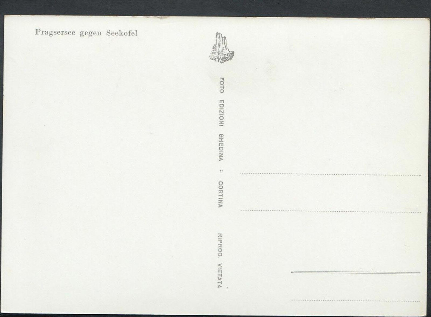 Italy Postcard - Pragsersee Gegen Seekofel - Lago Di Braies RR1920