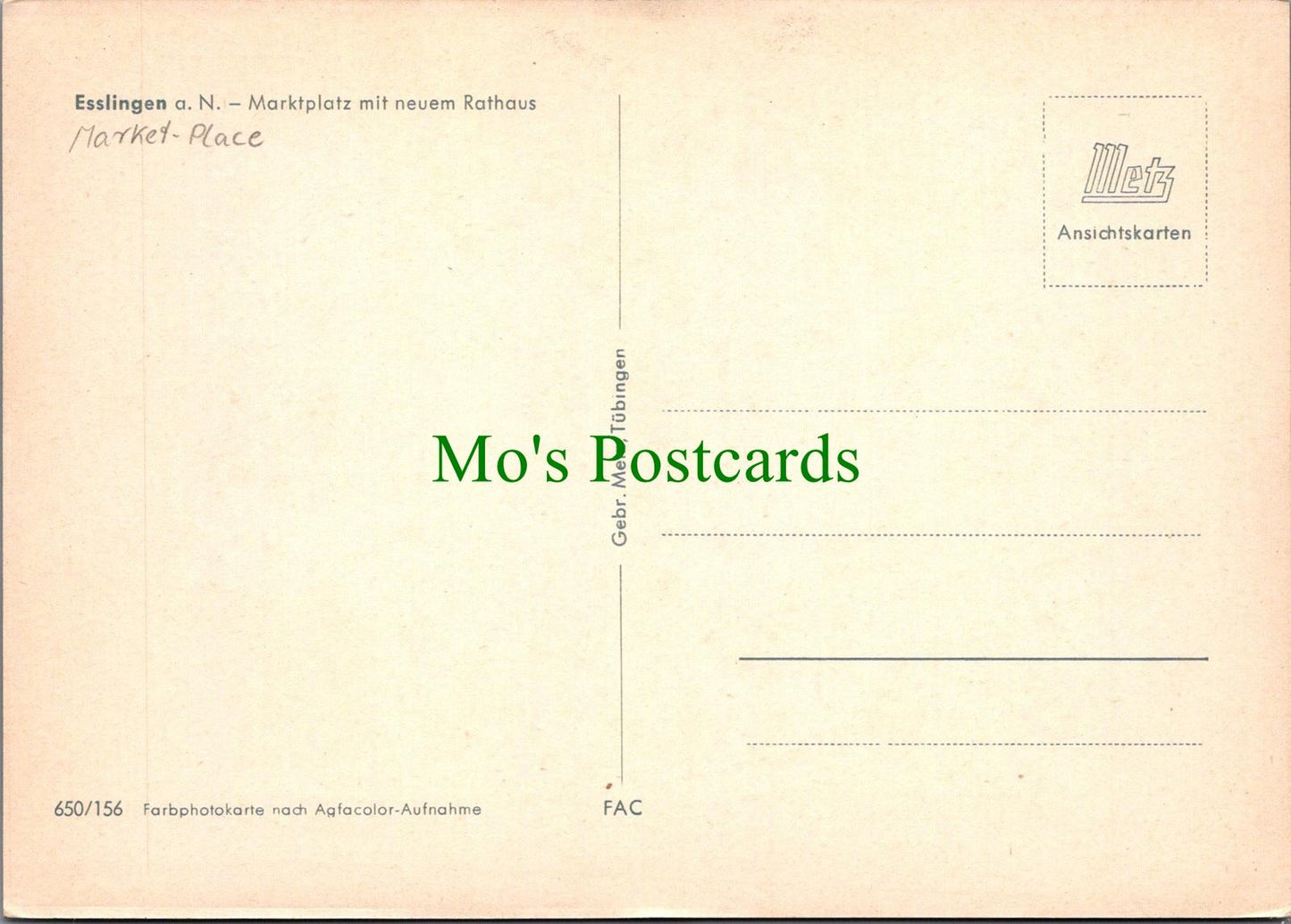 Germany Postcard - Esslingen - Marktplatz Mit Neuem Rathaus RR15027