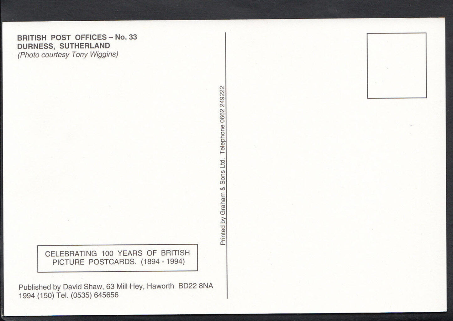 Scotland Postcard - British Post Offices, Durness, Sutherland 8196