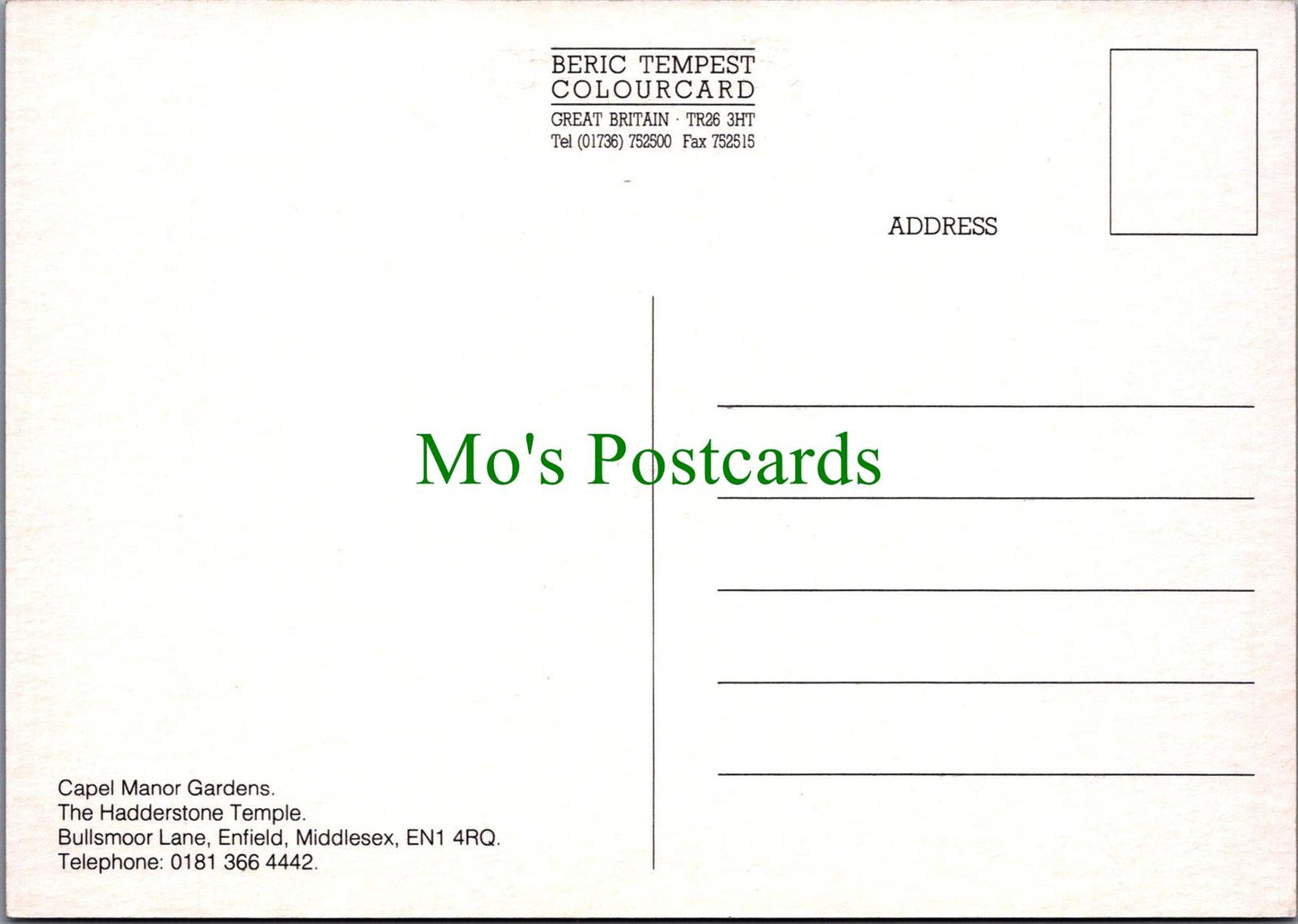 Middlesex Postcard - Capel Manor Gardens, Bullsmoor Lane, Enfield RRR1347
