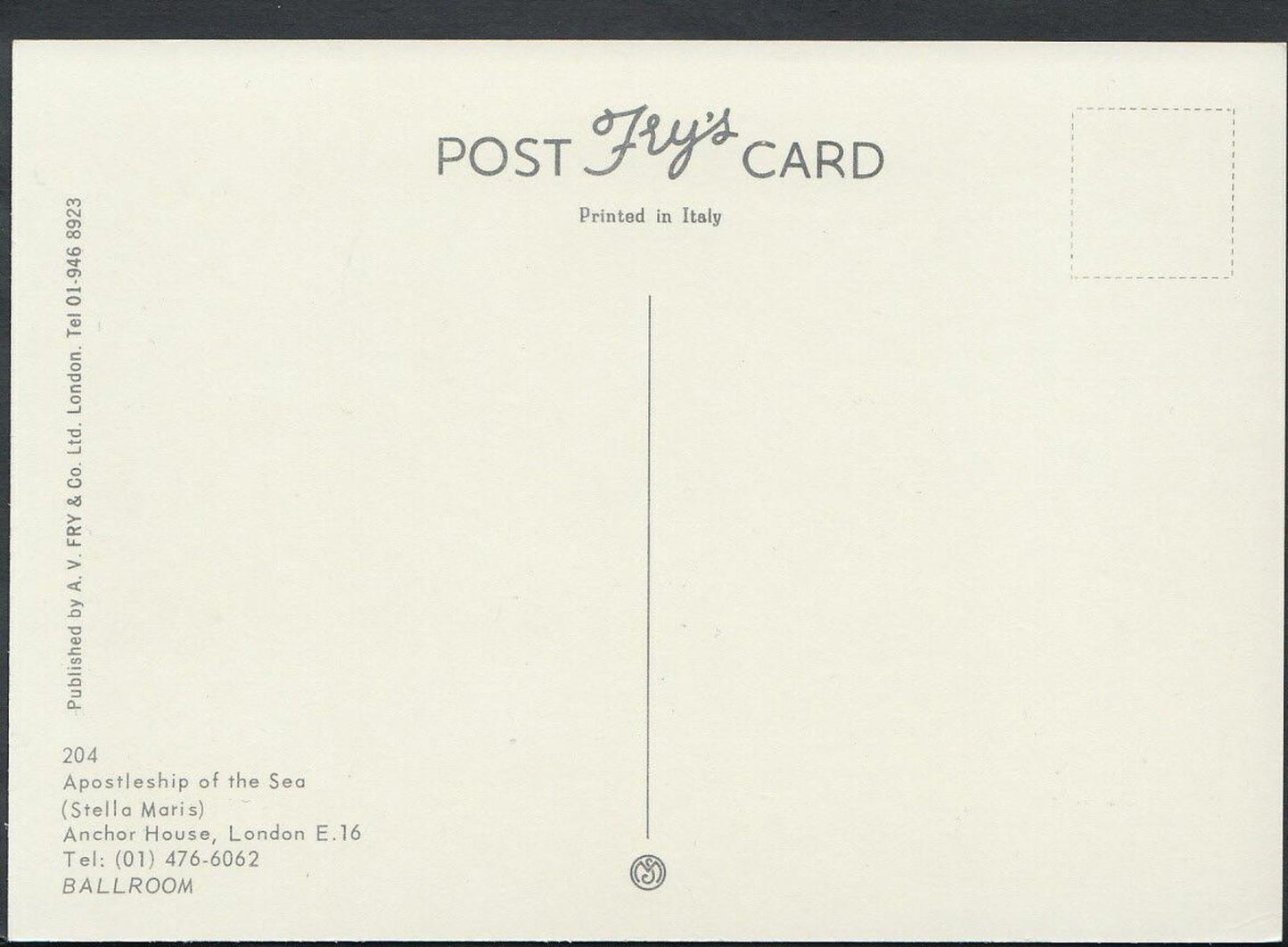 London Postcard - Apostleship of The Sea (Stella Maris), Anchor House RR1894