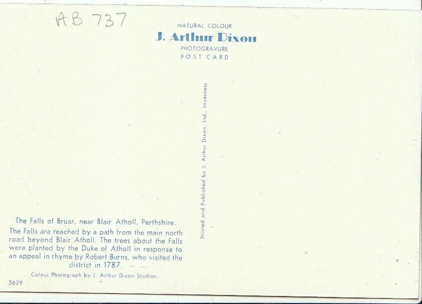 Scotland Postcard - The Falls of Bruar, Near Blair Atholl, Perthshire AB737