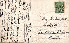 Load image into Gallery viewer, Easter Greetings Postcard - Dyed Easter Eggs and Lily of the Valley Flowers XT58