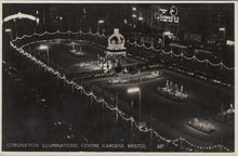 Load image into Gallery viewer, Bristol Postcard - Coronation Illuminations, Centre Gardens, Bristol XT158