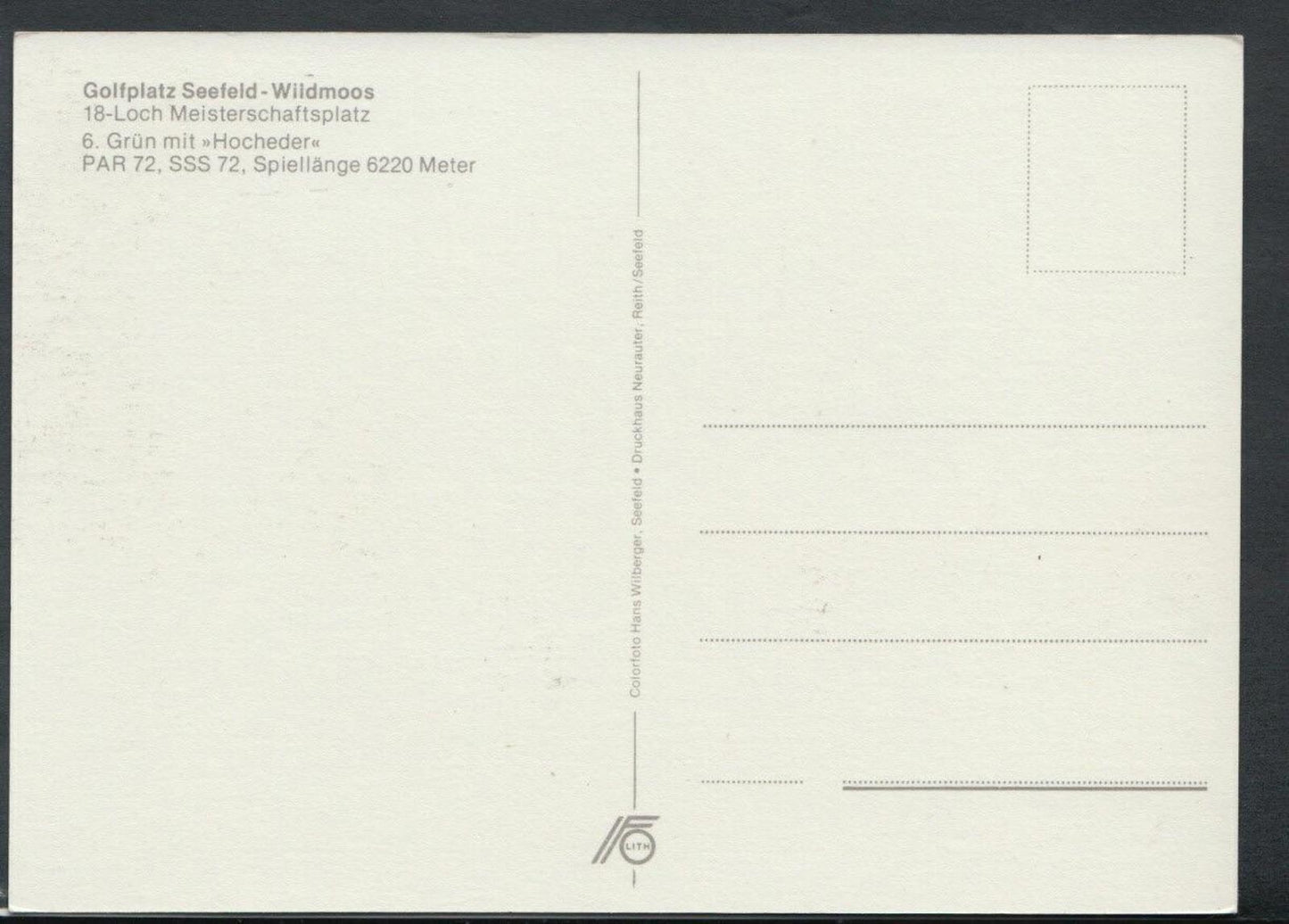 Sports Postcard - Golf - Golfplatz Seefeld - Wiidmoos T1962