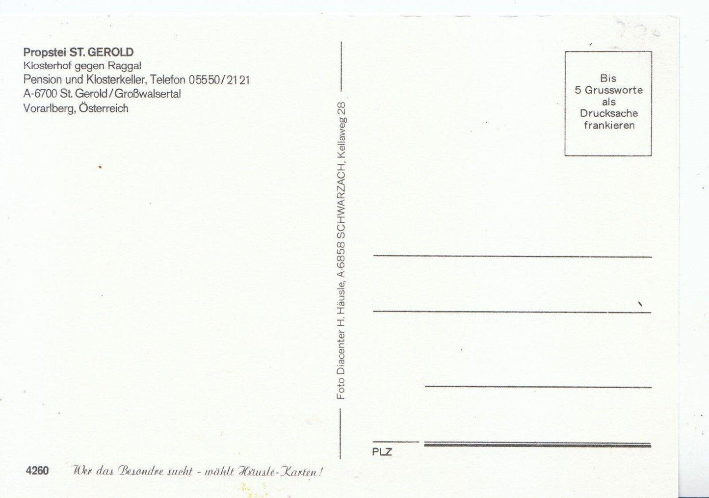 Austria Postcard - Propstel St Gerold - Klosterhof Gegen Raggal, Pension SM383