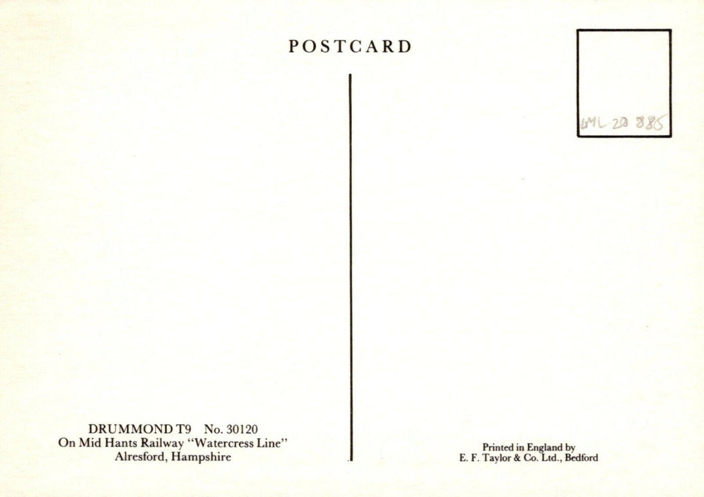 Transport Postcard - Drummond T9 No.30120 on Mid Hants Railway, Alresford RR9722