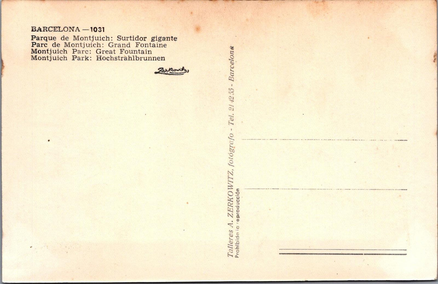 Spain Postcard - Barcelona, Montjuich Park, Great Fountain RRR1500