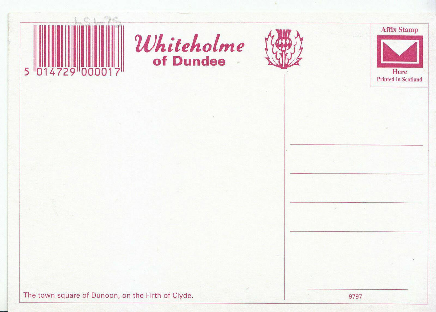Scotland Postcard - Dunoon Town Square - On The Firth of Clyde LSL75