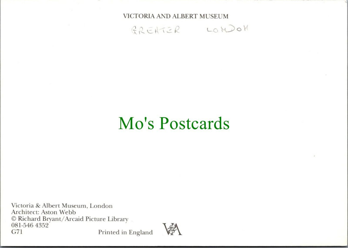 London Postcard - Victoria and Albert Museum RRR1178