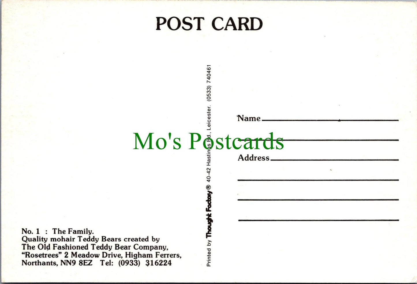 Toys Postcard - Cute Quality Mohair Teddy Bears, Teddy Bear Company Ref.RR16063