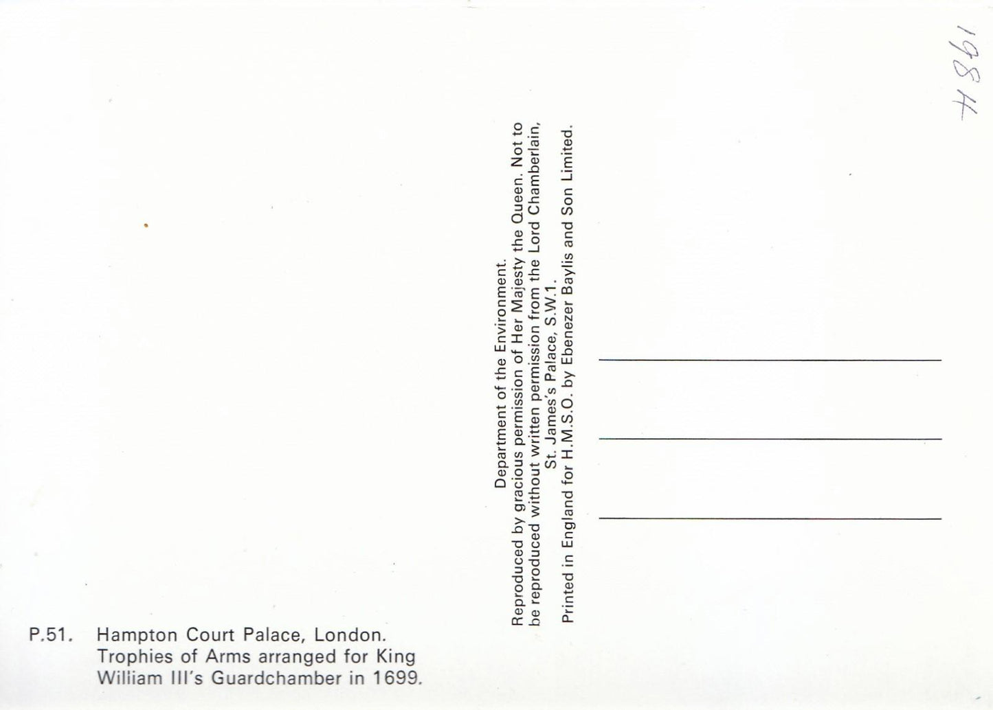 Middlesex Postcard - Hampton Court Palace, Trophies of Arms SM227