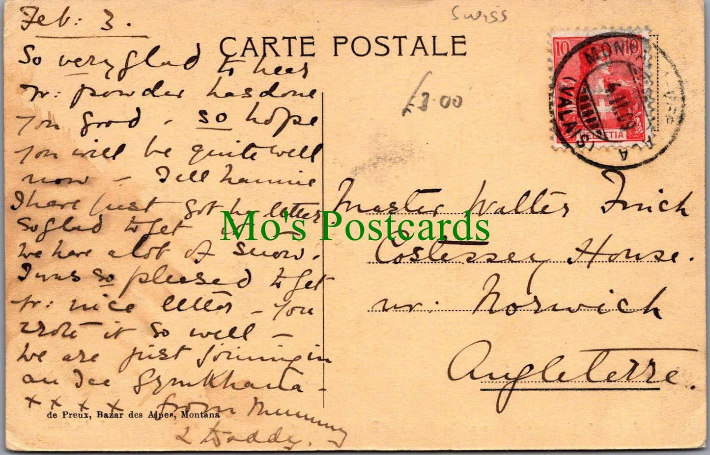 Switzerland Postcard - Montana s.Sierre, Le Patinage Et L'Hotel Du Parc RS36971