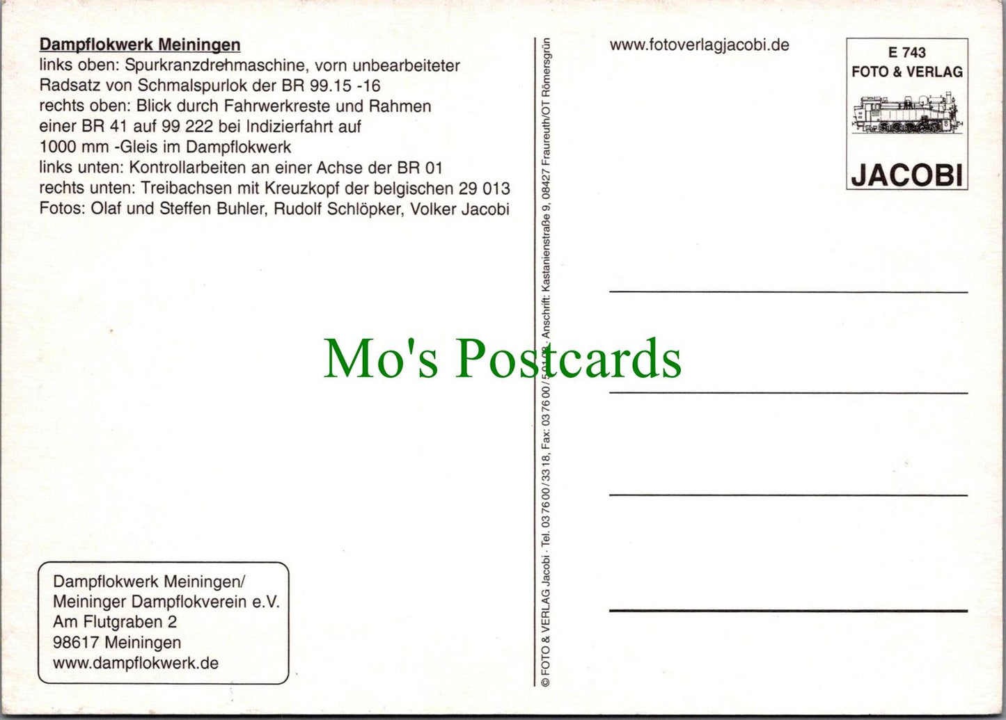 Germany Postcard: Dampflokwerk Meiningen Steam Locomotive Works 1970s RR15872