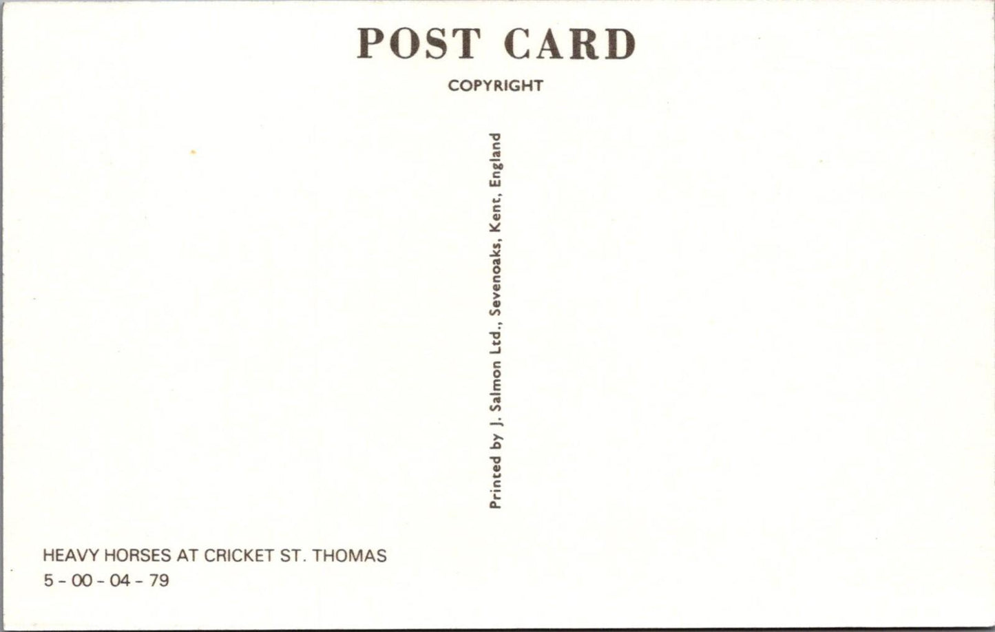 Somerset Postcard - Heavy Horses and State Express at Cricket St Thomas RS38615