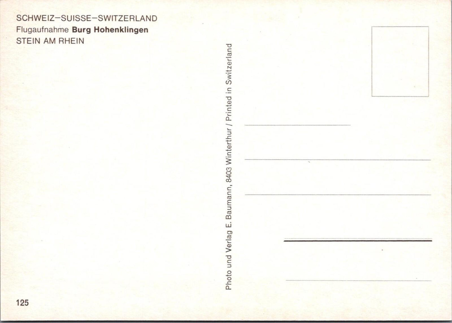 Switzerland Postcard - Stein Am Rhein, Flugaufnahme Burg Hohenklingen RR22158